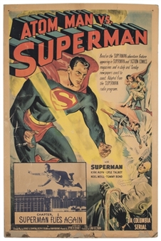1950 Superman vs. Atom Man One-Sheet Movie Poster Signed by Kirk Alyn (Beckett PreCert)